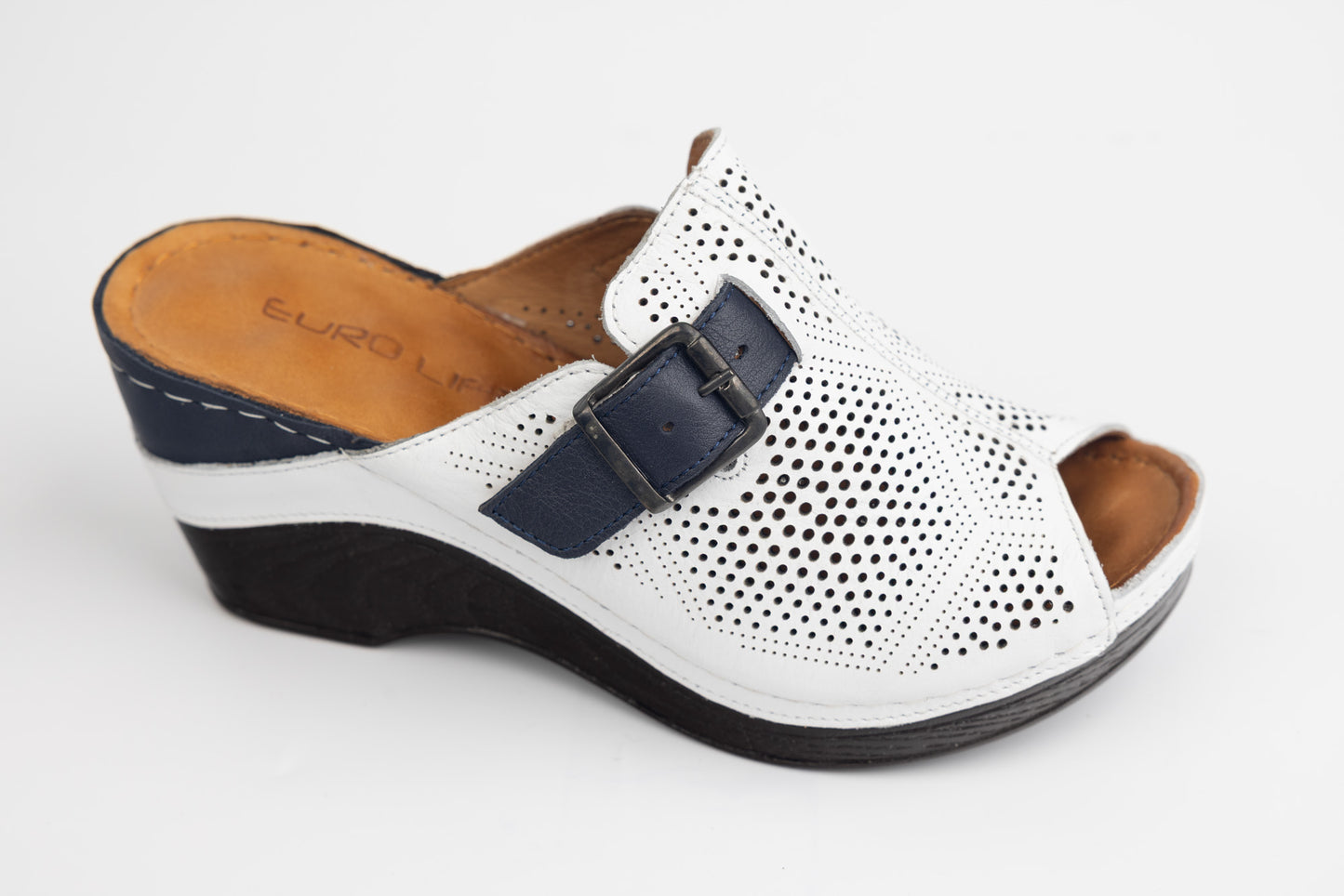 Women's genuine leather orthopedic clogs LSD 155 White