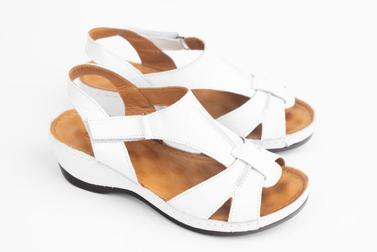 Women's casual sandals made of natural leather LSD 509 White