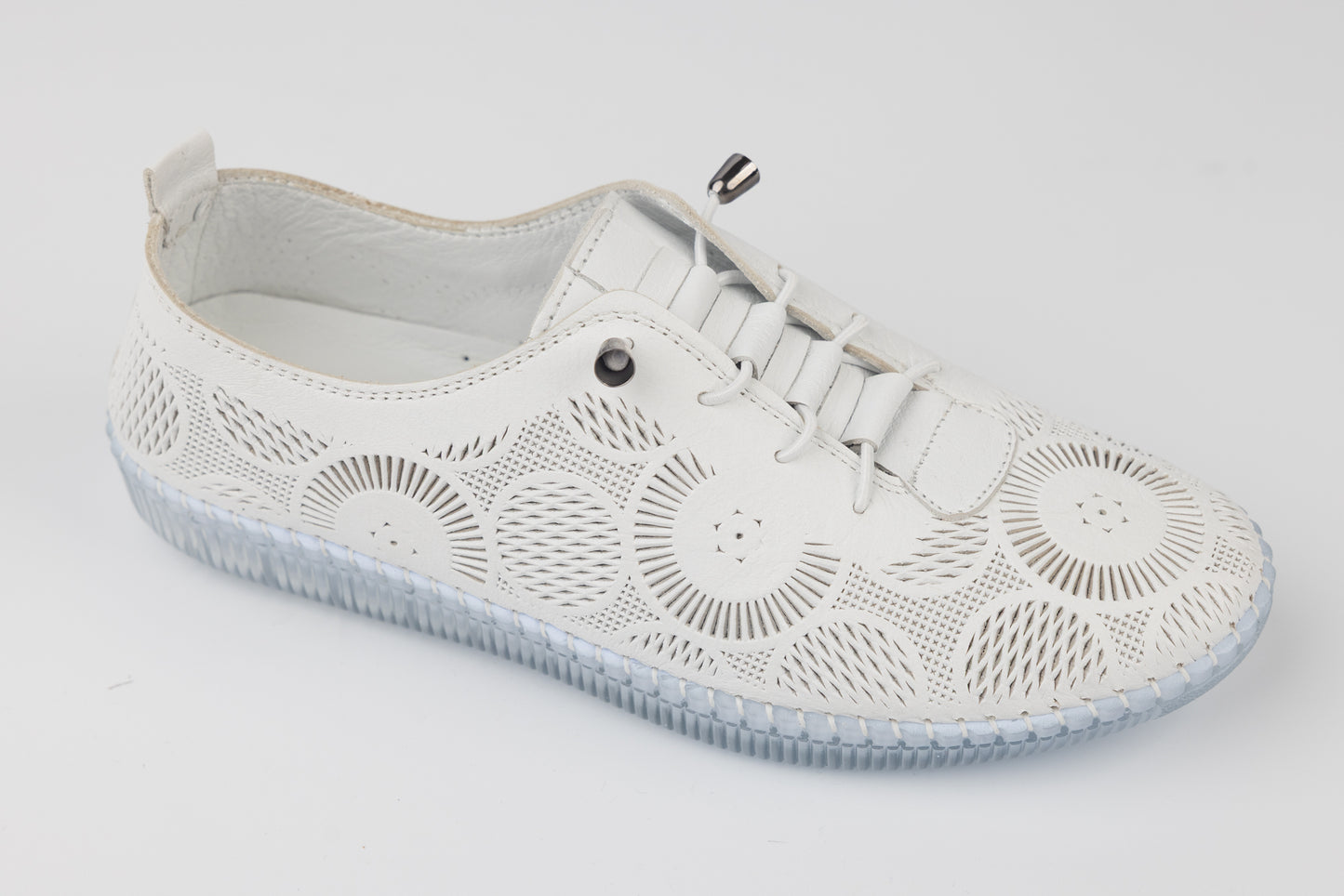 Women's perforated genuine leather shoes GORETTI 43-01 White