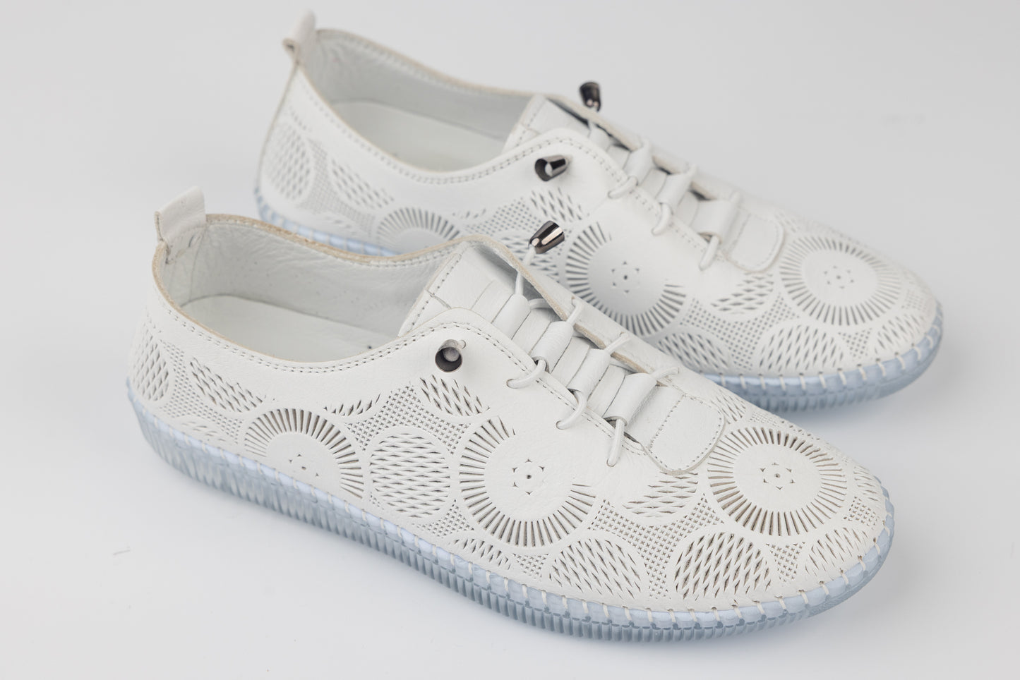 Women's perforated genuine leather shoes GORETTI 43-01 White