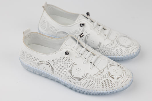 Pantofi dama piele naturală perforata GORETTI 43-01 Alb