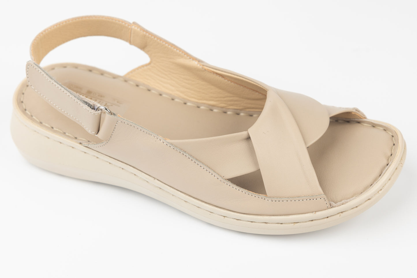 Women's sandals made of genuine leather ADELINE Mara, dark beige