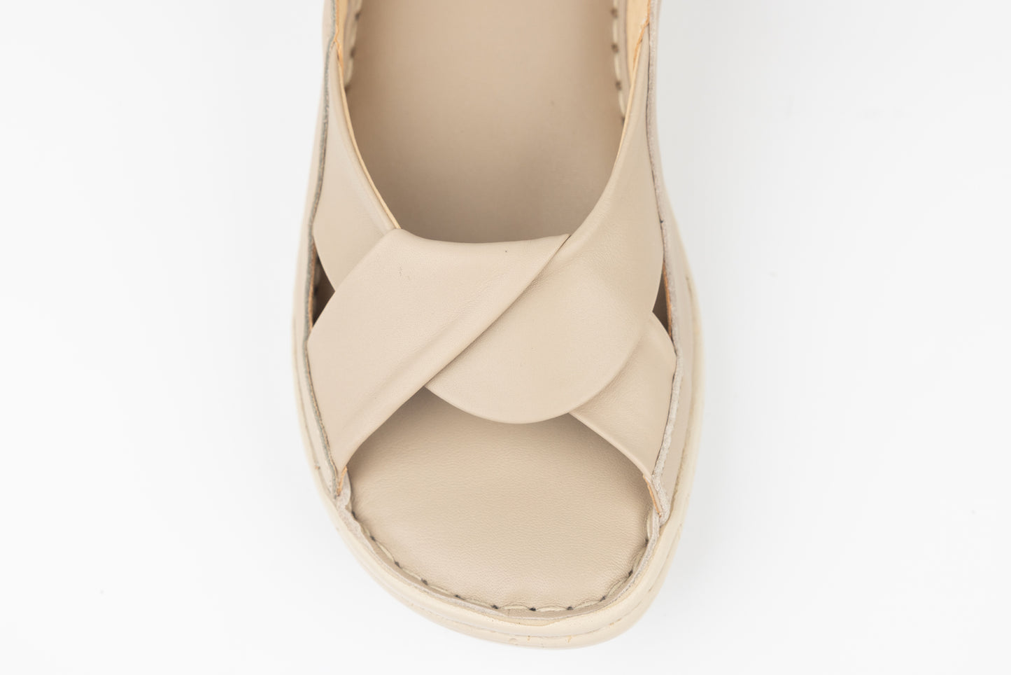 Women's sandals made of genuine leather ADELINE Mara, dark beige