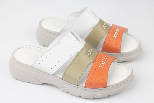 Saboți damă piele naturală ANNA VIOTI 375 Alb verde