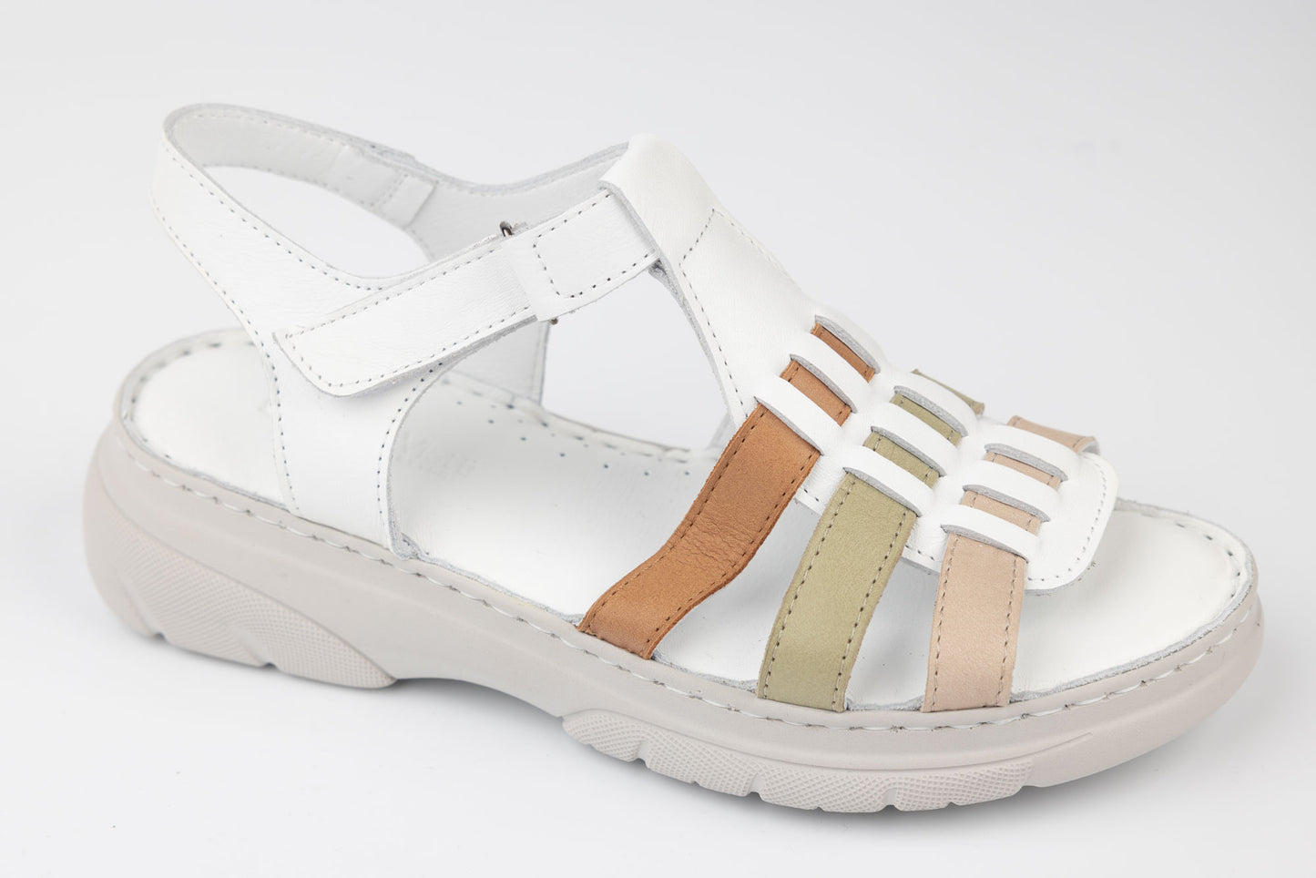 Women's genuine leather sandals ANNA VIOTI 336 White