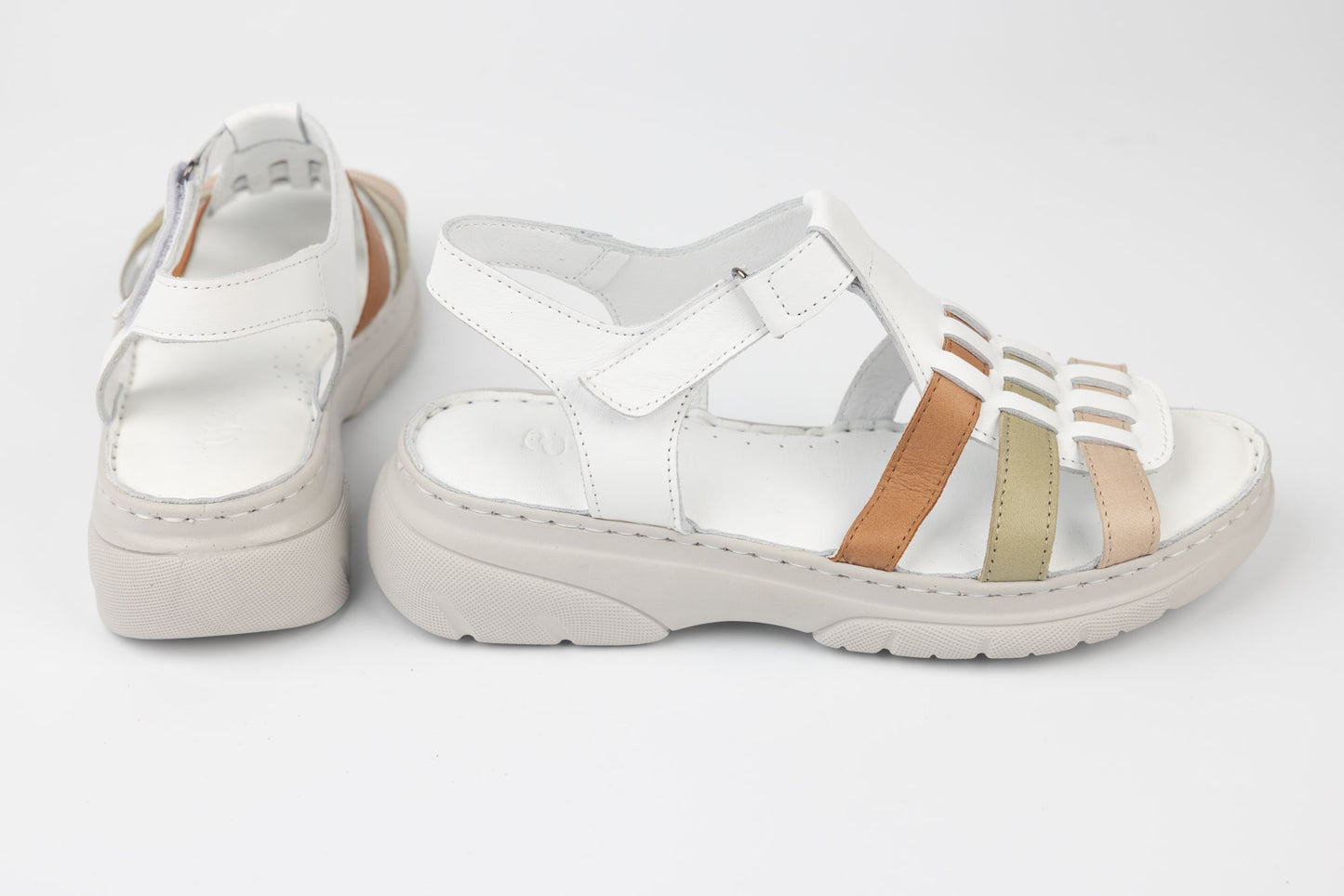 Women's genuine leather sandals ANNA VIOTI 336 White