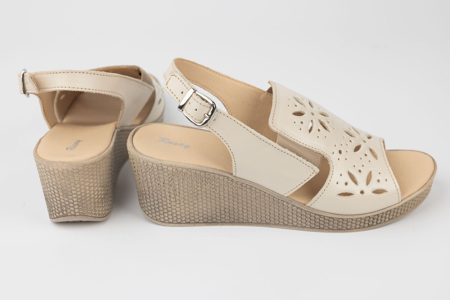 Women's casual sandals made of genuine leather RUSAY ALBY Beige