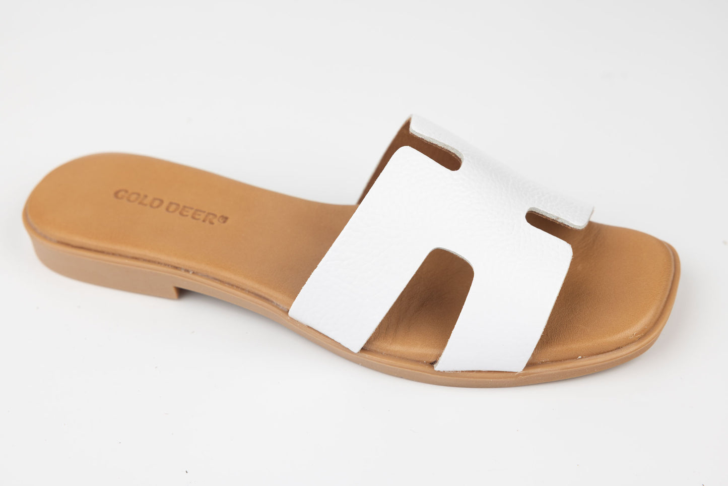 Women's genuine leather slippers GOLD DEER 3175 white