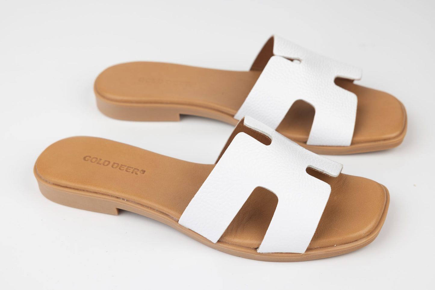 Women's genuine leather slippers GOLD DEER 3175 white