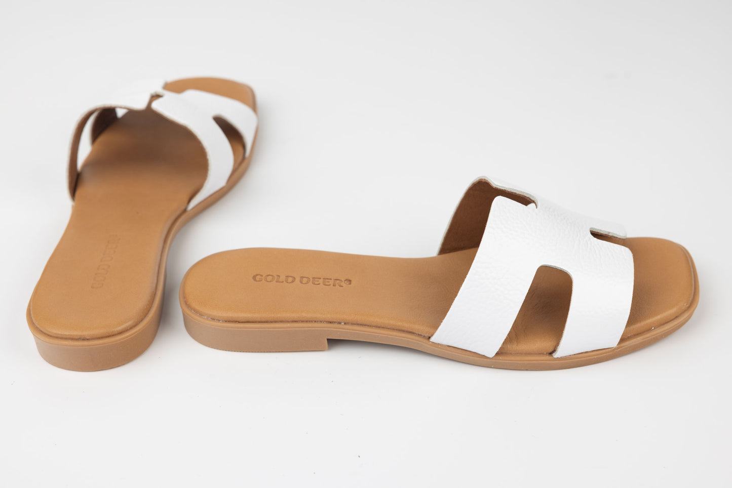 Women's genuine leather slippers GOLD DEER 3175 white