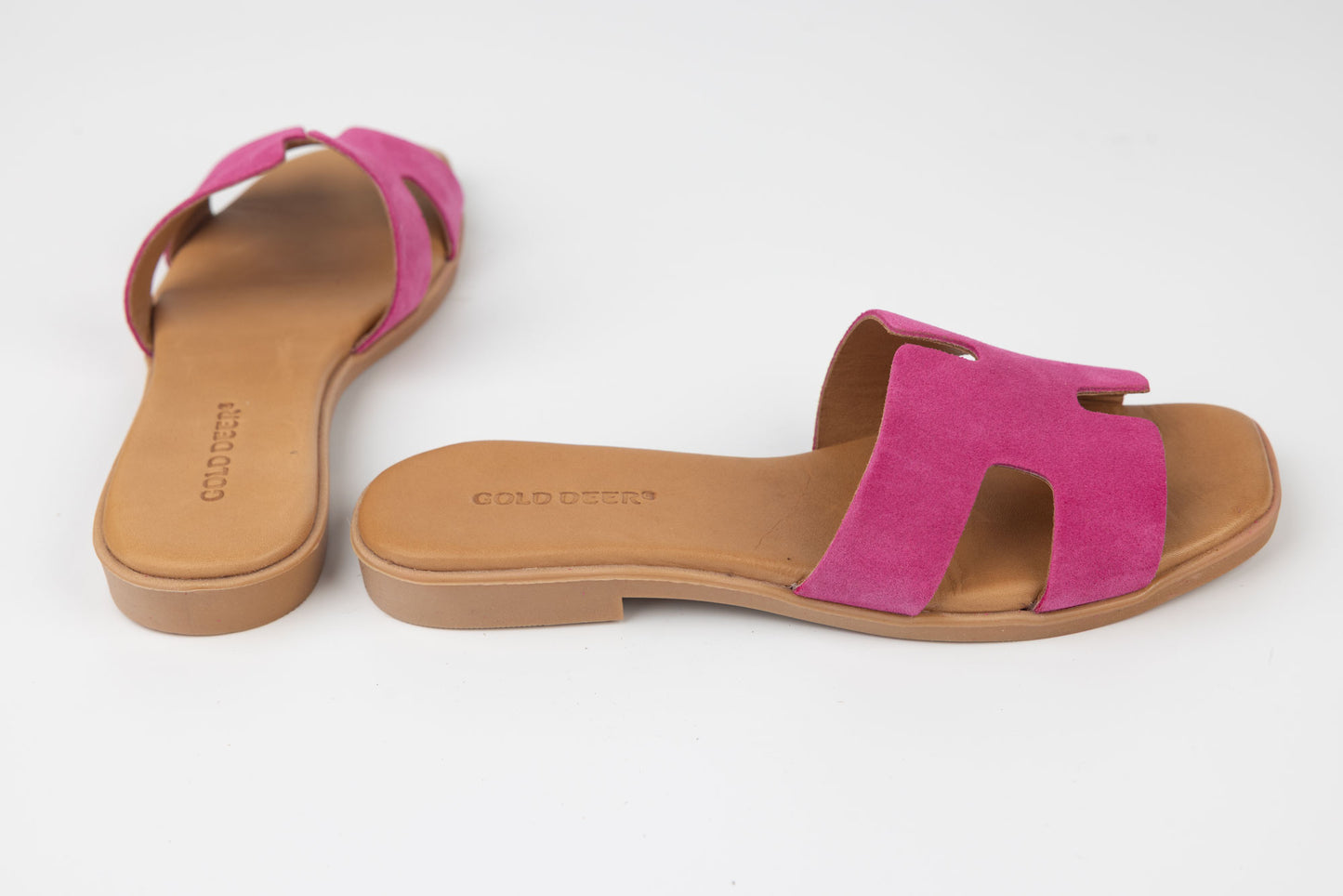 Women's genuine leather slippers GOLD DEER 3175 Fuxia