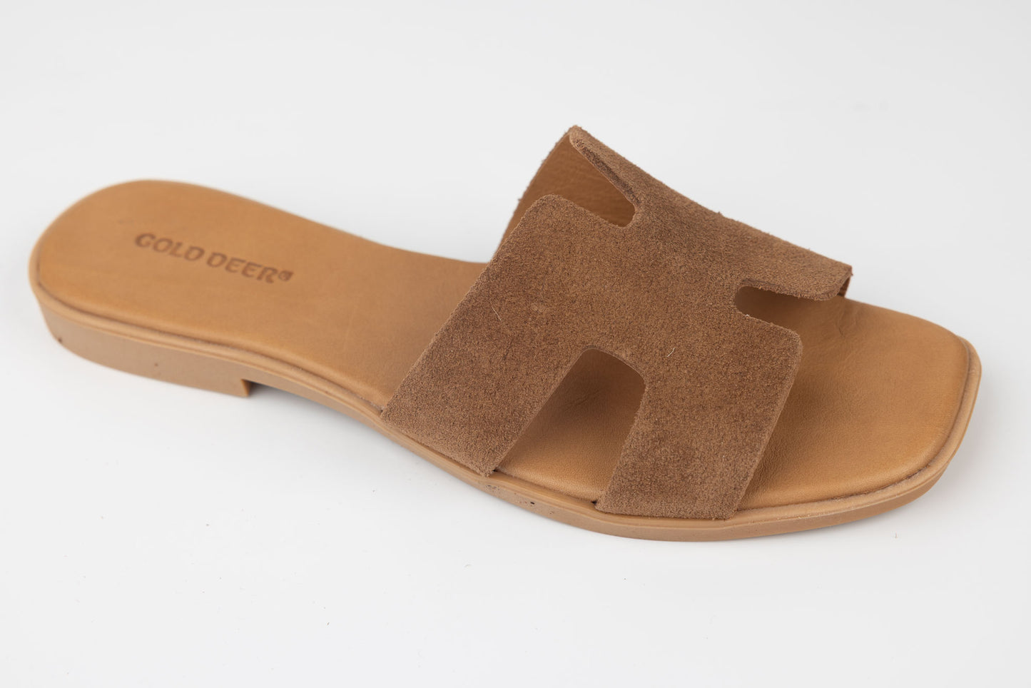 Women's genuine leather slippers GOLD DEER 3175 Brown velour