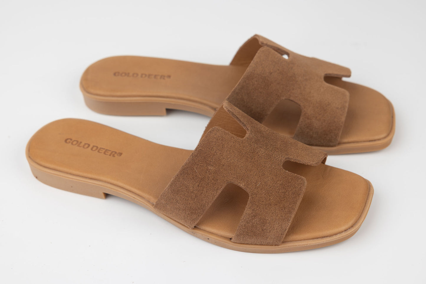 Women's genuine leather slippers GOLD DEER 3175 Brown velour