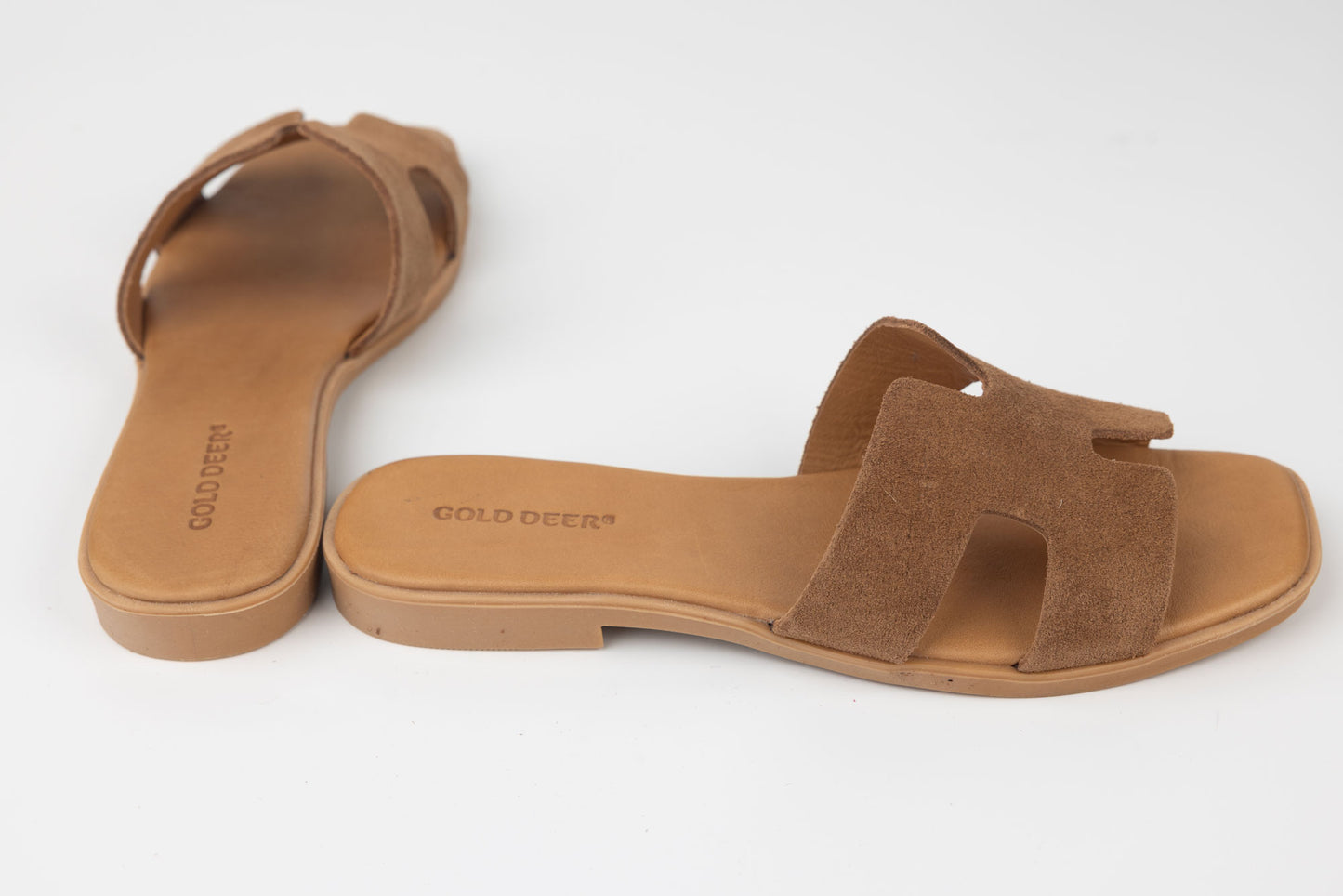 Women's genuine leather slippers GOLD DEER 3175 Brown velour