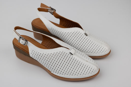 Pantofi dama piele naturală talpa ortopedica LSD 642 Alb