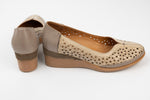 Pantofi dama piele naturală ortopedica LSD 748 Bej perforat 2