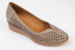 Pantofi dama piele naturală talpa ortopedica LSD 748 vizon perforat