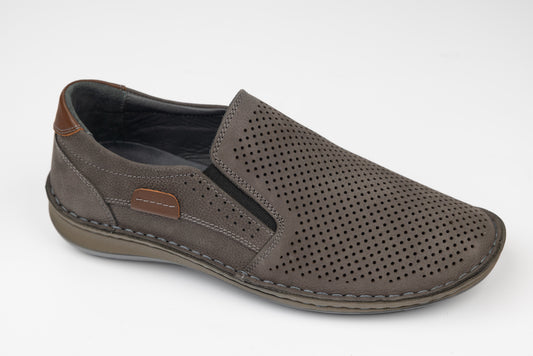 Pantofi piele naturală GORETTI 1-106 Gri perforat