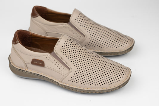 Pantofi piele naturală GORETTI 1-106 Bej perforat