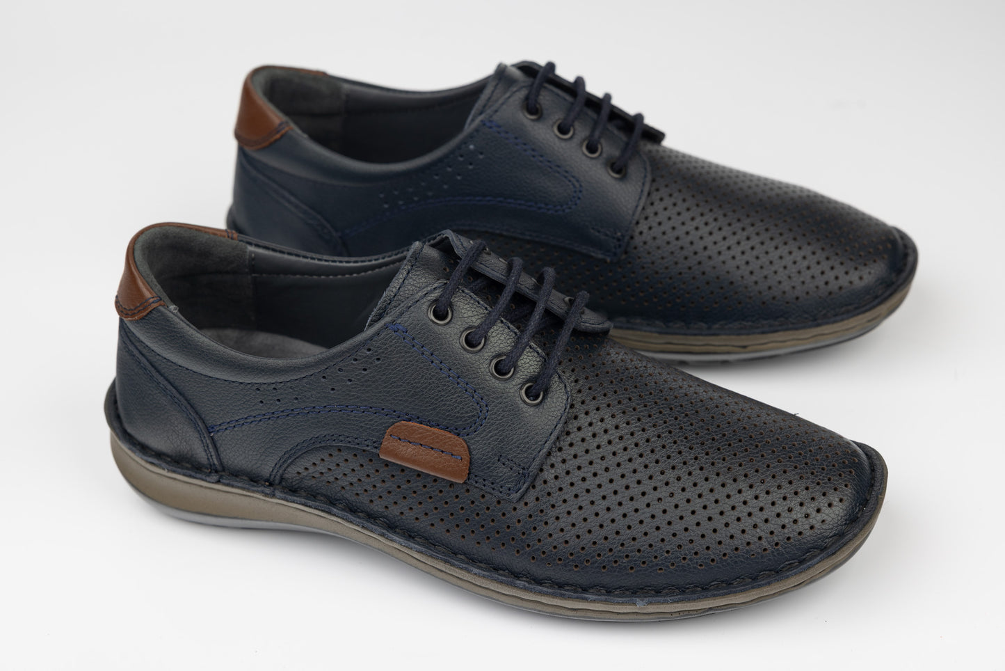 Men's shoes genuine leather GORETTI 6-106 Blue perforated