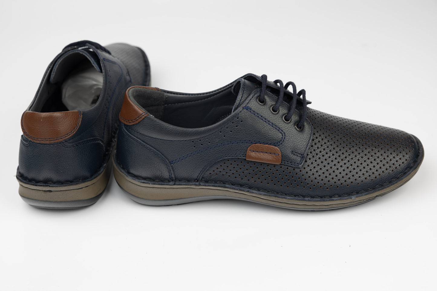 Men's shoes genuine leather GORETTI 6-106 Blue perforated