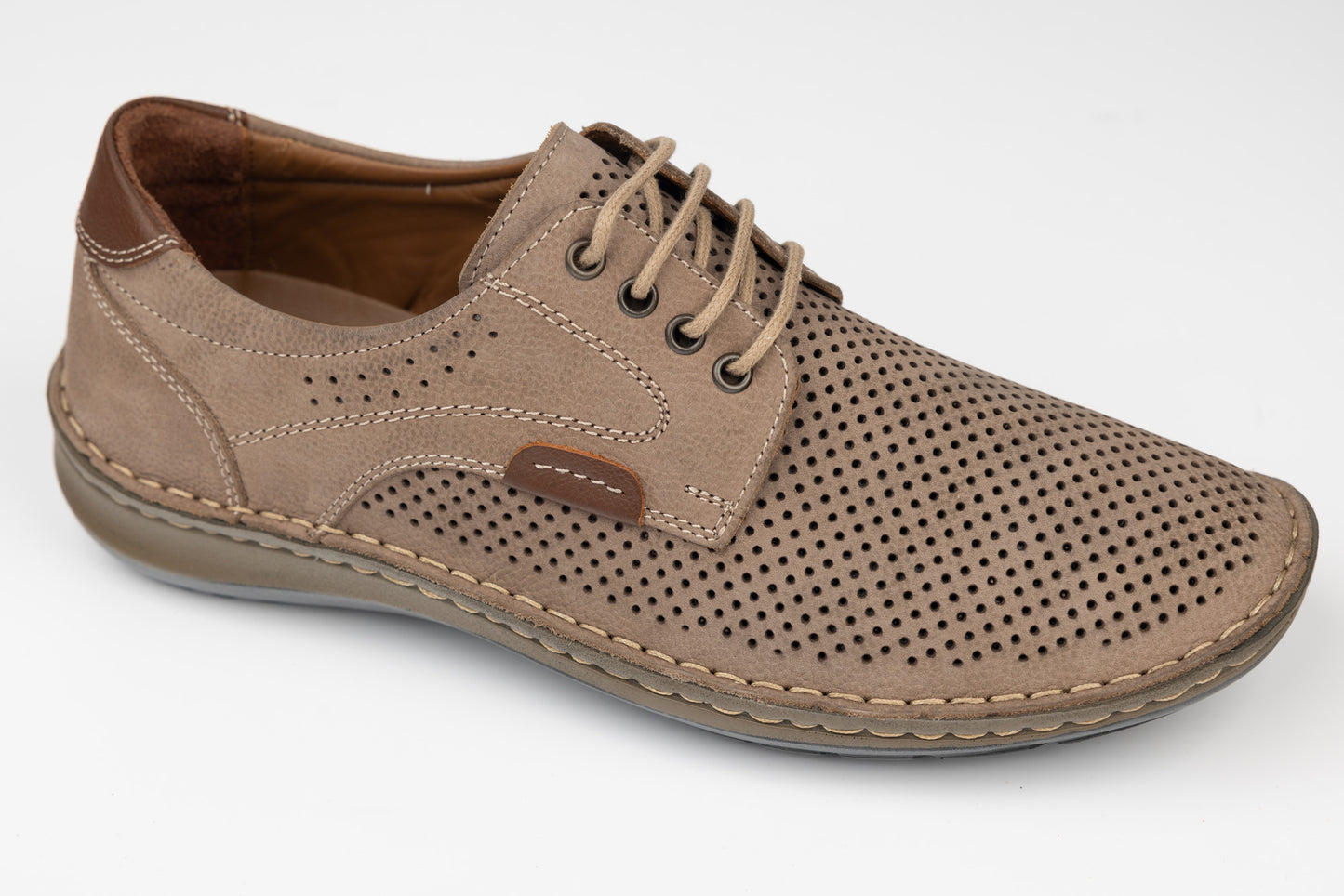 Men's genuine leather shoes GORETTI 6-106 Perforated gray