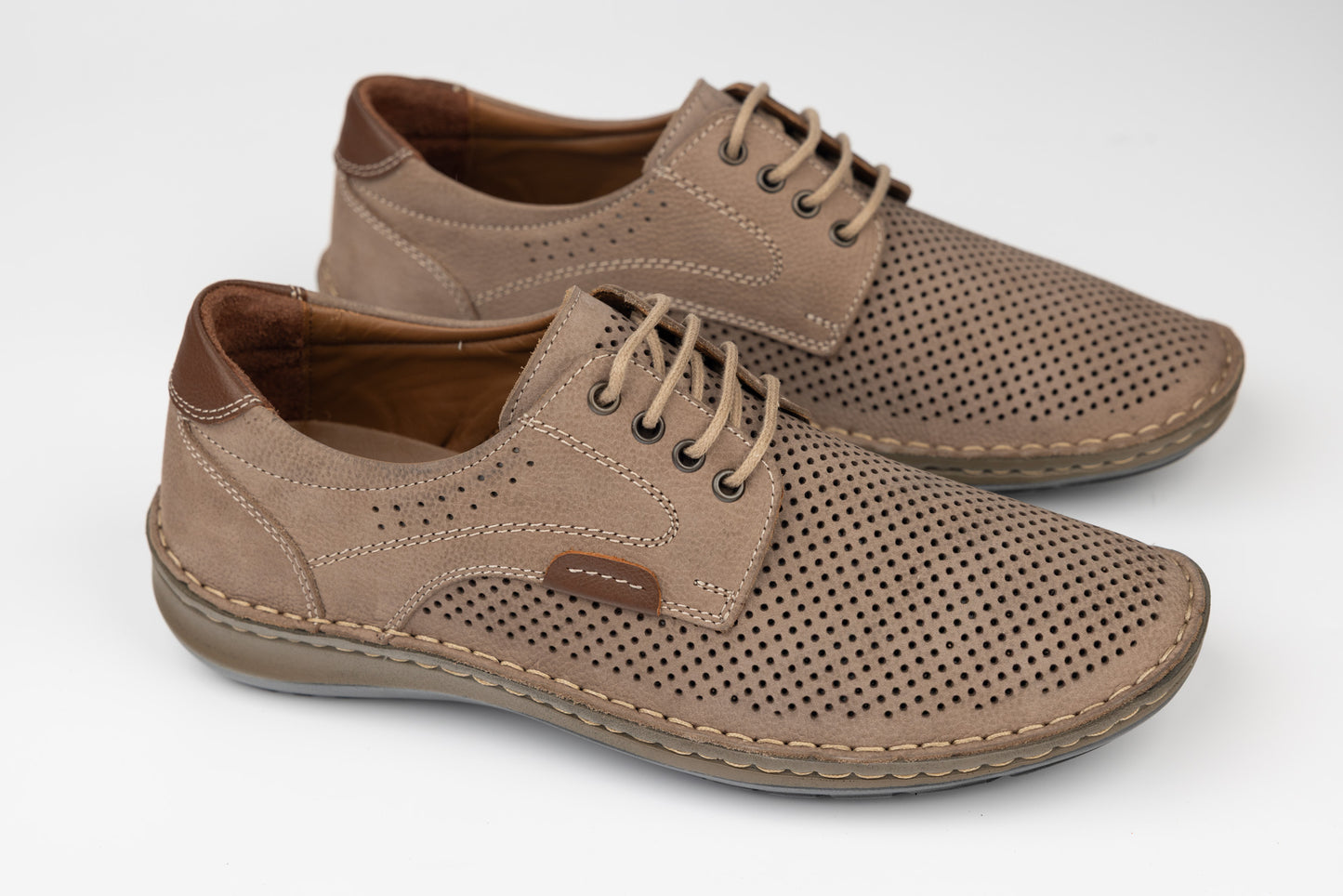 Men's genuine leather shoes GORETTI 6-106 Perforated gray