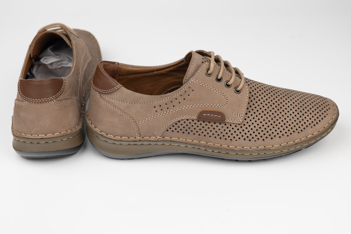 Men's genuine leather shoes GORETTI 6-106 Perforated gray