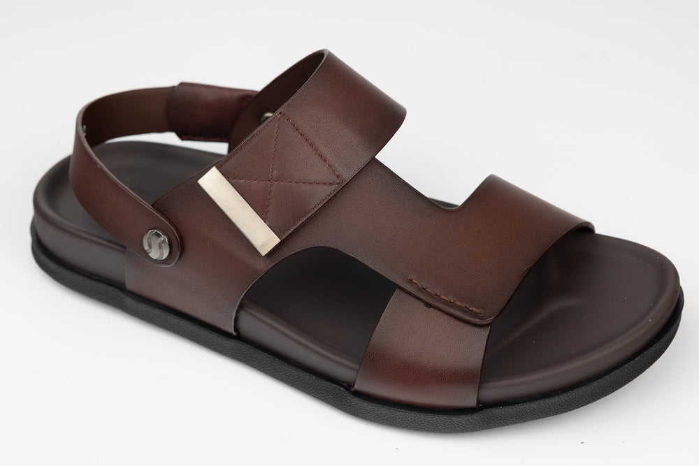 Sandale barbati piele naturala MELS 12125 Maro