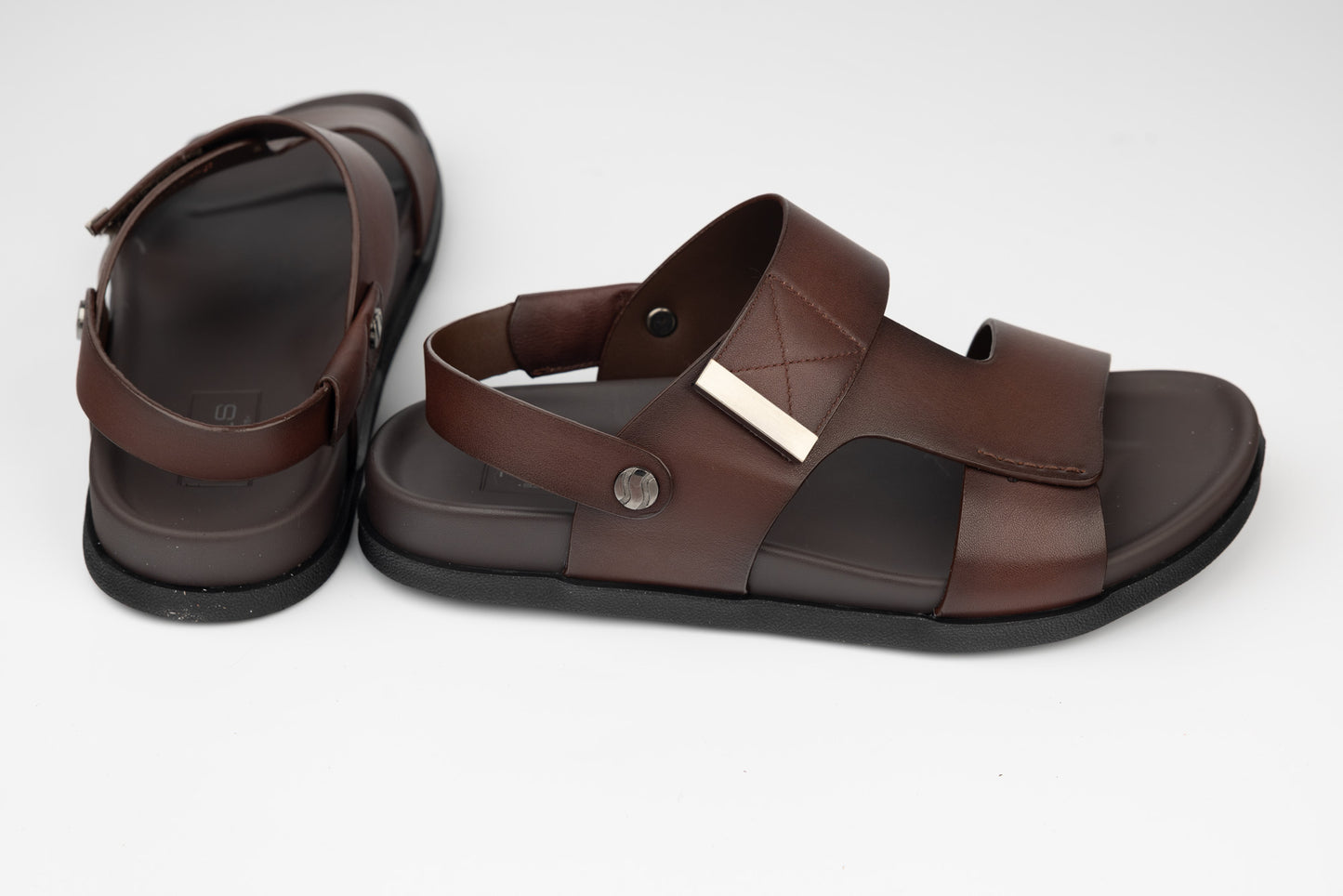 Sandale barbati piele naturala MELS 12125 Maro