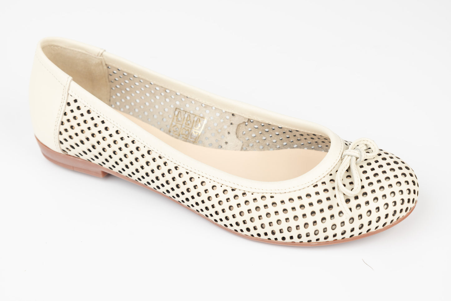 Balerini dama piele naturală perforați PREGO 1105 Bej