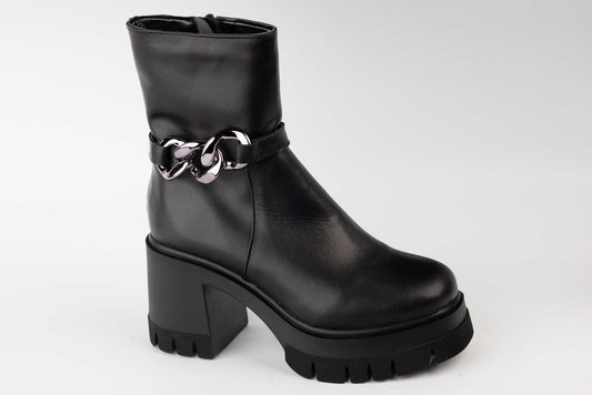 Ghete dama casual piele naturala PERLA 1630 negru box