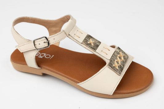 Sandale dama piele naturală PREGO 402 Crem