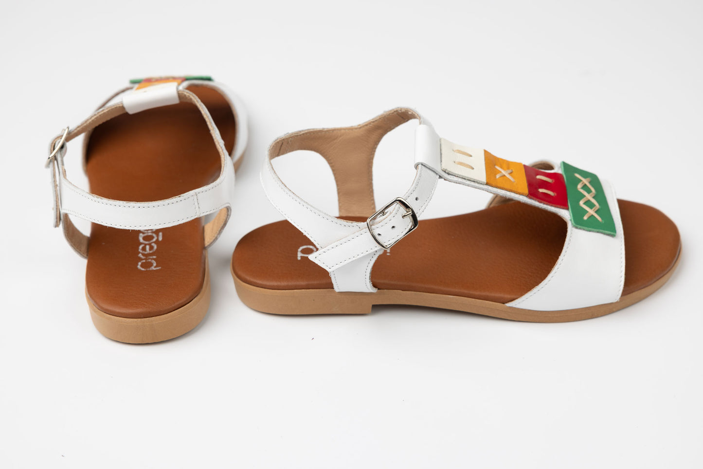 Sandale dama piele naturală PREGO 402 Alb multi