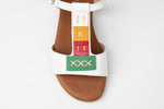 Sandale dama piele naturală PREGO 402 Alb multi