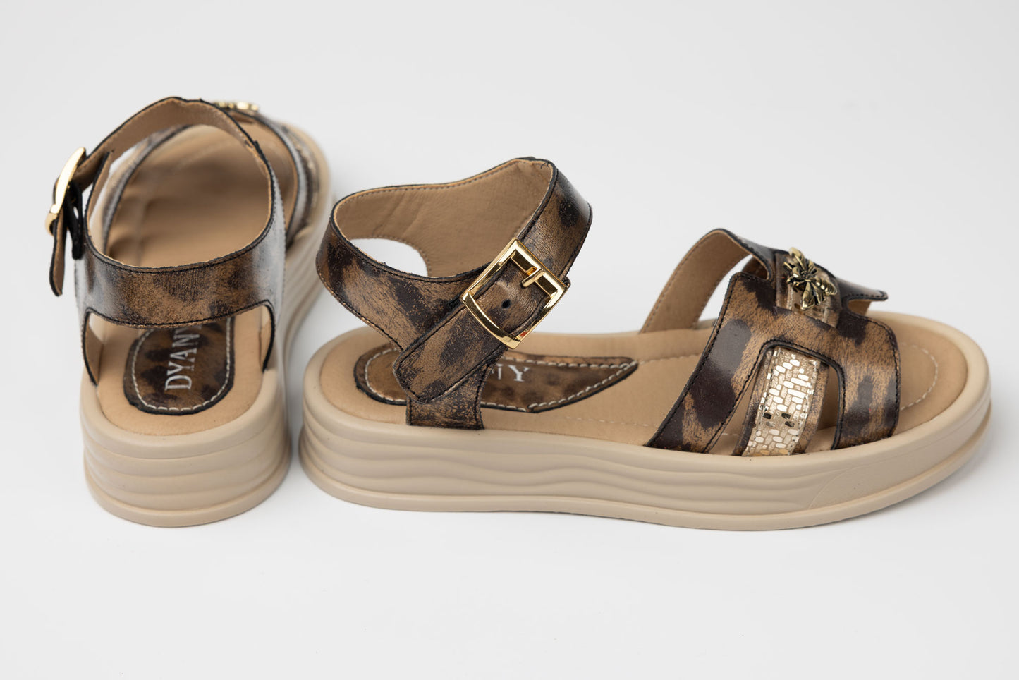 Women's genuine leather sandals DYANY 7071 Leopard