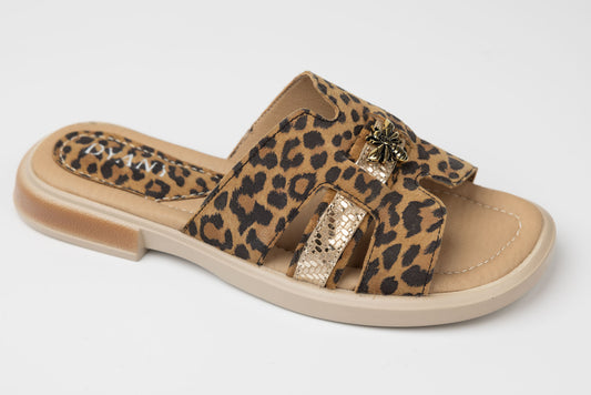 Slapi dama piele naturală DYANY 708 Leopard