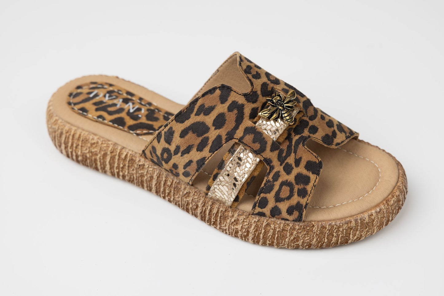 Women's genuine leather slippers Dyany 25025 Leopard