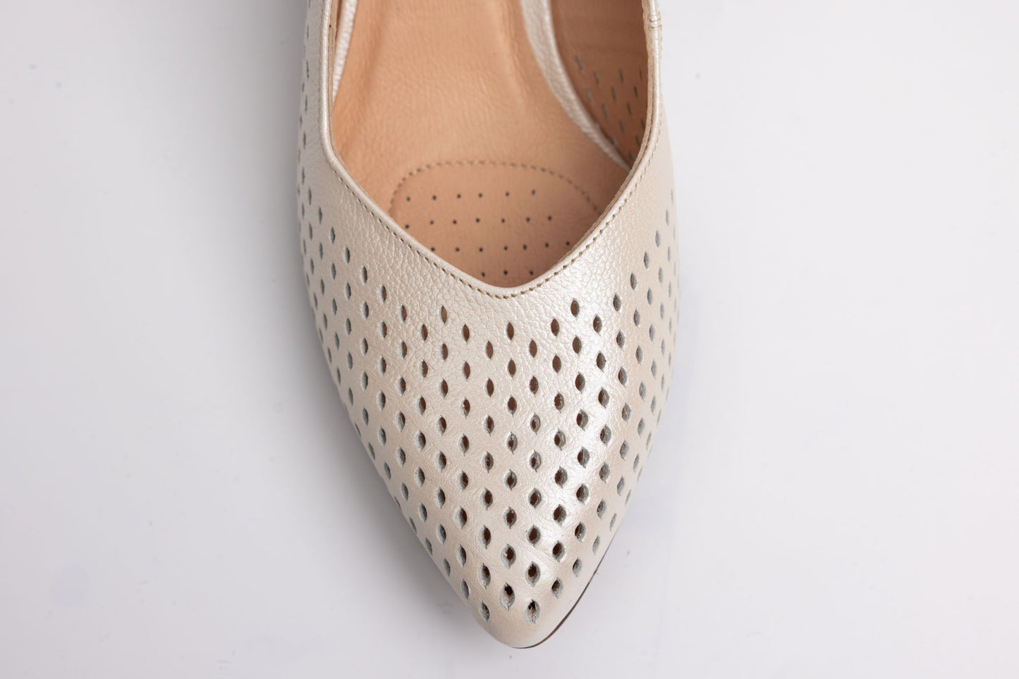 Pantofi damă piele naturală PULSO 558 Crem perforat XXL