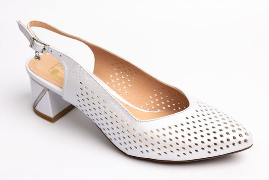 Pantofi damă piele naturală PULSO 558 Alb perforat XXL