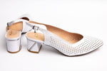 Pantofi damă piele naturală PULSO 558 Alb perforat XXL