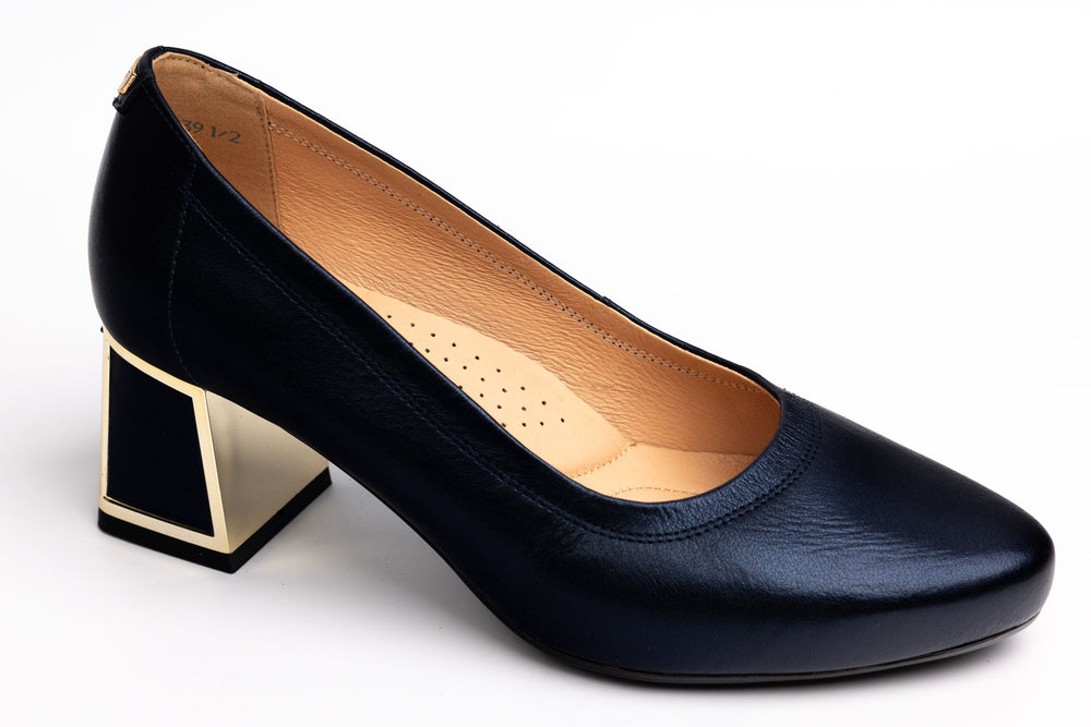 Pantofi dama piele naturală PULSO 1326 Blue XXL Aur