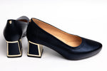 Pantofi dama piele naturală PULSO 1326 Blue XXL Aur