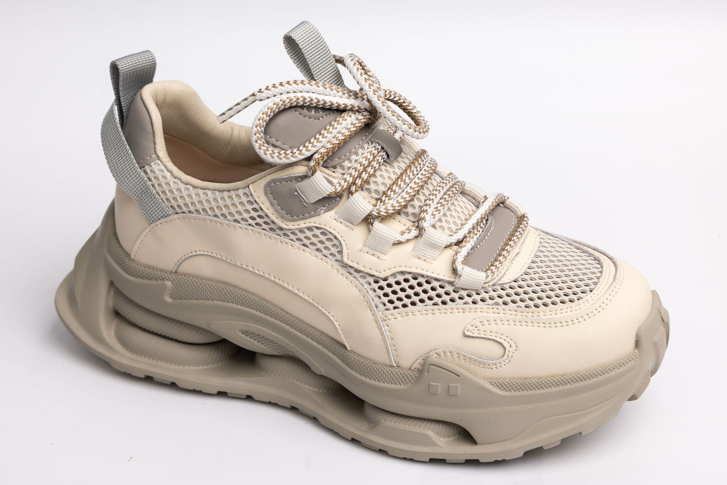 Women's leather and textile sneakers FRANCO GERARDO 36868 Cream