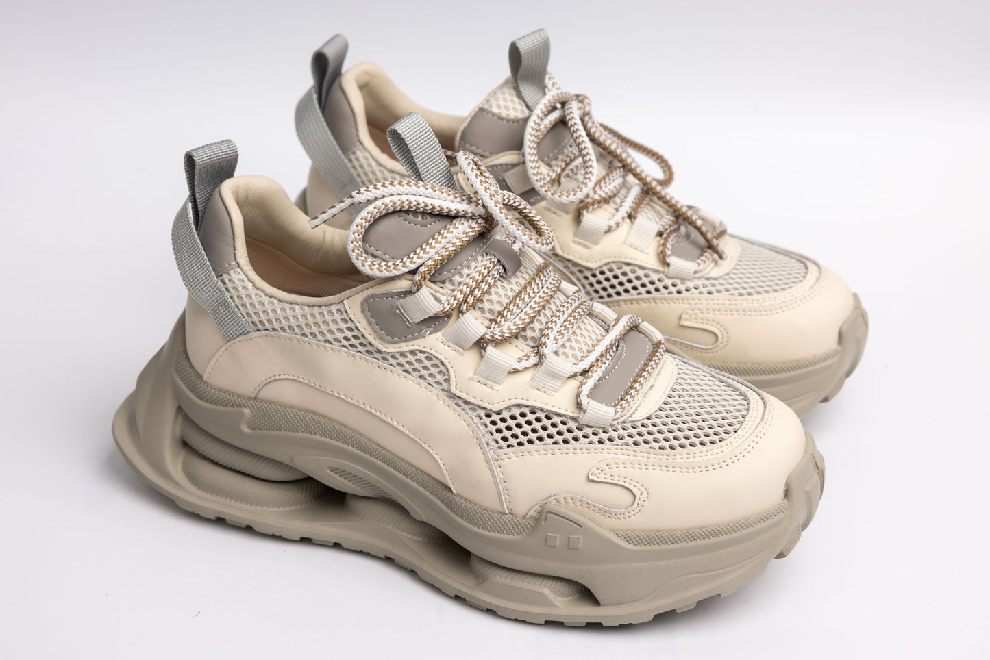 Women's leather and textile sneakers FRANCO GERARDO 36868 Cream