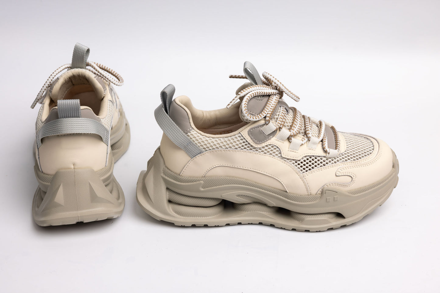 Women's leather and textile sneakers FRANCO GERARDO 36868 Cream