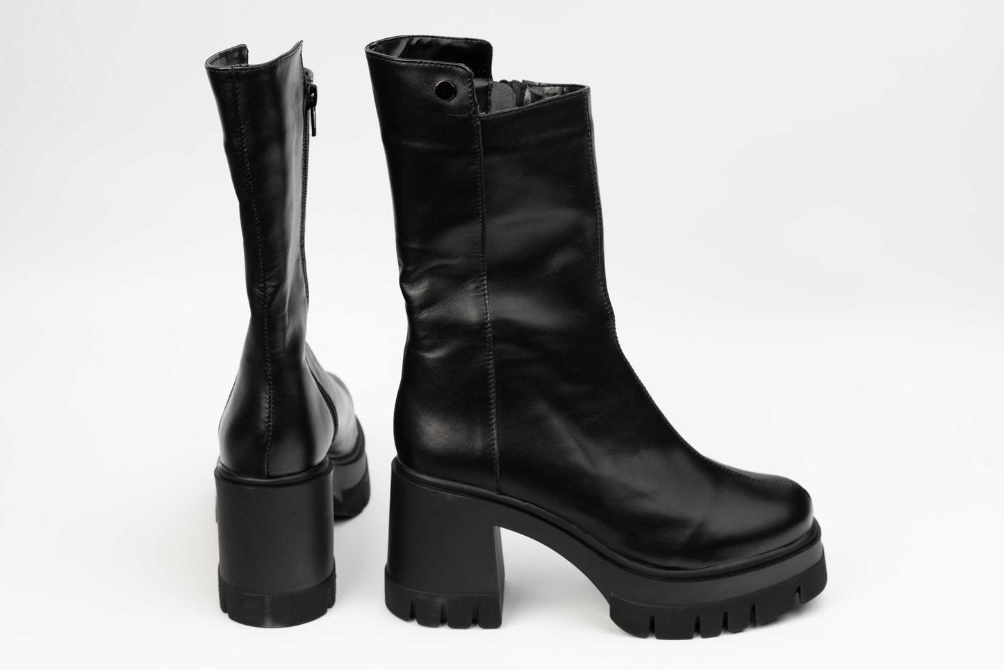 Ghete dama casual piele naturala întoarsă PERLA 1653 negru box