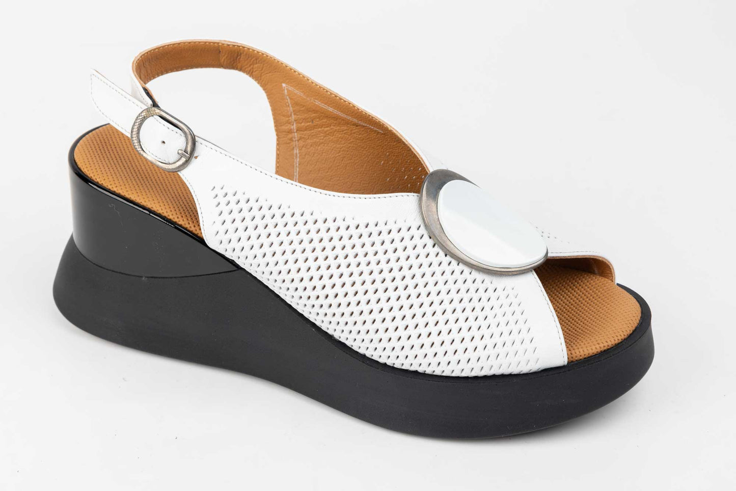 Women's genuine leather sandals LSD 500 White