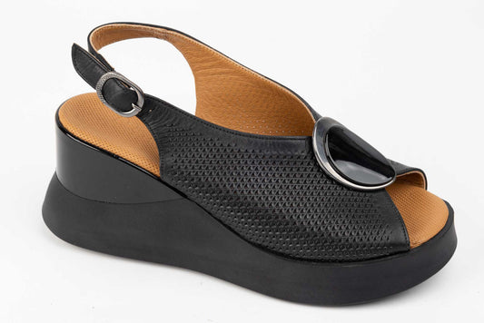 Women's genuine leather sandals LSD 500 Black