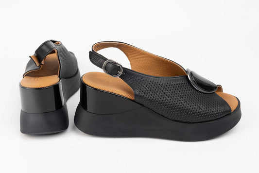 Women's genuine leather sandals LSD 500 Black